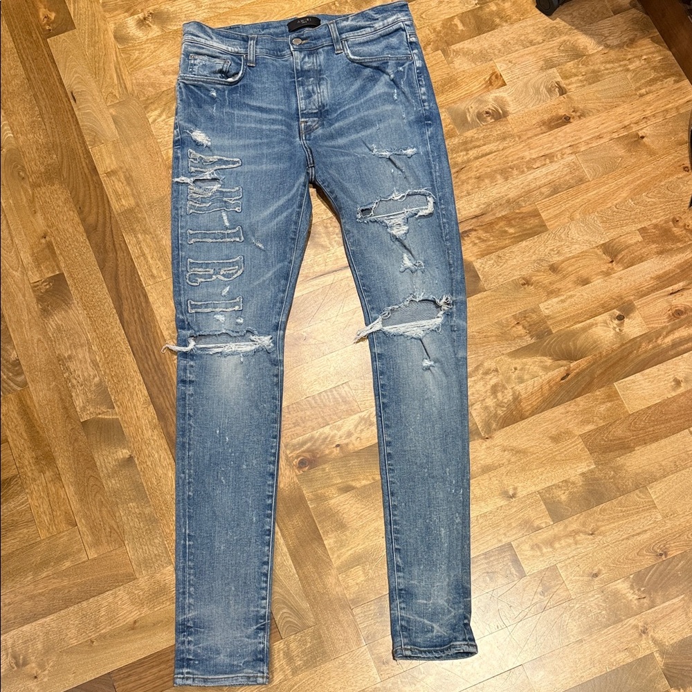Men's Distressed Blue Jeans